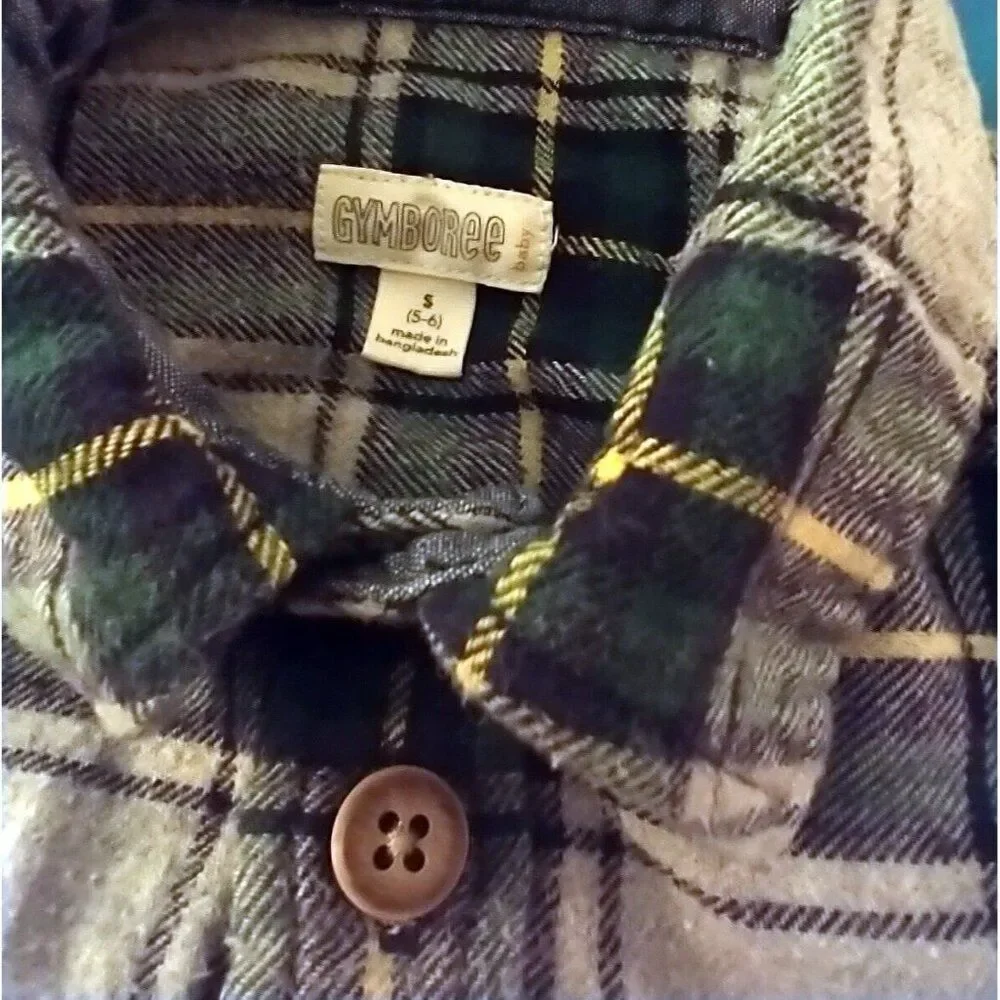 Gymboree Boys Green Plaid Flannel Shirt Small